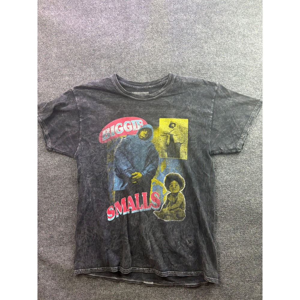 The Notorious B.I.G. Graphic Tee Men Large Gray Biggie Smalls Acid Wash Shirt